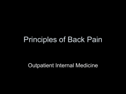 Principles of Back Pain - UNC School of Medicine