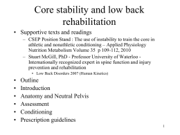 Core strength and low back rehabilitation