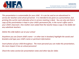 HFA`s Customizable Powerpoint - Hemophilia Federation of America