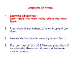 Lesson 8. Components of fitness, aerobic capacity