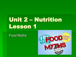 Unit 3 – Nutrition Lesson 1