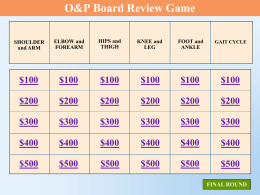 Applied Anatomy Jeopardy Game 2