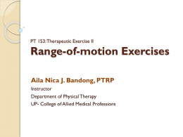 PT 153: Therapeutic Exercise II Range-of