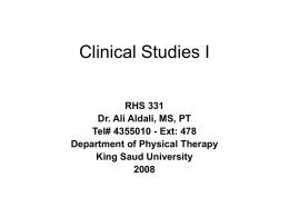 Clinical Studies I