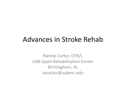 Advances in Stroke Rehab