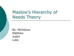 Maslow`s Hierarchy of Needs Theory