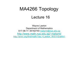 MA4266_Lect16 - Department of Mathematics