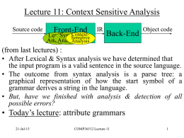 Lecture 4: Lexical Analysis II: From REs to DFAs