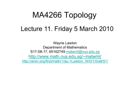 MA4266_Lect11 - Department of Mathematics