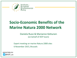 Socio-Economic Benefits of the Marine Natura 2000