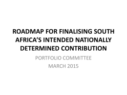 Roadmap for Finalising South Africa`s Intended Nationally