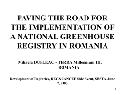 paving the road for the implementation of a national greenhouse
