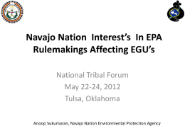 Navajo Nation Interest`s in EPA Rulemakings Affecting EGU`s