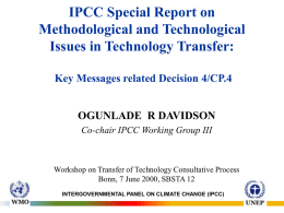 The IPCC Special Report on Technology Transfer