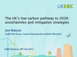 `The UK`s low carbon energy pathway to 2030: uncertainties and