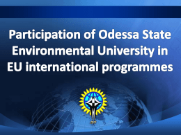 Participation of OSENU in EU international programmes