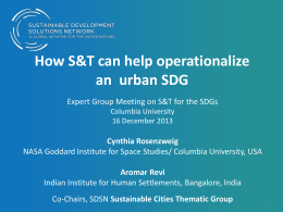 How S&T can help operationalize an urban SDG