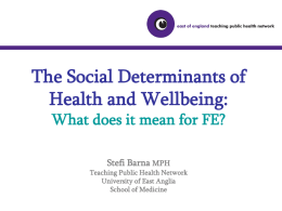 Social Determinants of Health and Wellbeing