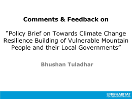 Comments & Feedback on “Policy Brief on Towards Climate