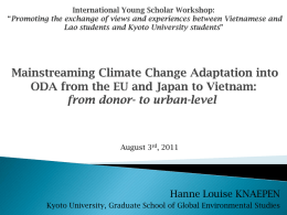 OUTLINE OF FIELDWORK IN VIETNAM: Mainstreaming Climate