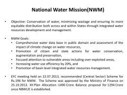 NWM Activities undertaken - Ministry of Water Resources