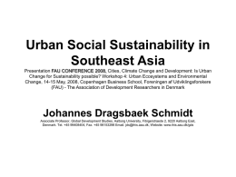 Urban Social Sustainability in Southeast Asia [1]