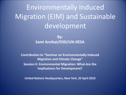 Environmentally Induced Migration and Sustainable development