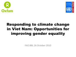 Responding to climate change in Viet Nam: Opportunities