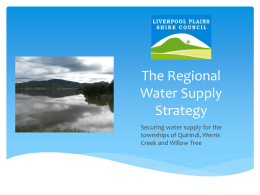 The Regional Water Supply Strategy