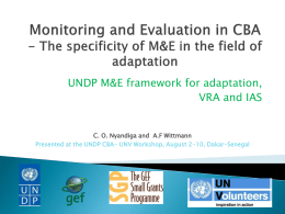 Monitoring and Evaluation for CBA Projects