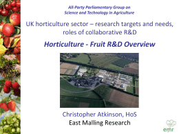 UK horticulture sector – research targets and needs, roles