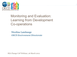 Monitoring and Evaluation: Learning from Development Co