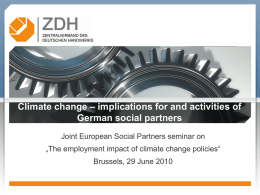Climate change – implications for and activities of German