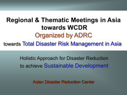 Regional & Thematic Meetings in Asia towards WCDR