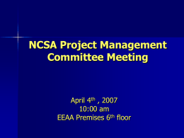 NCSA Project Management Committee Meeting