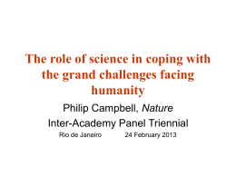 The role of science in coping with the grand challenges