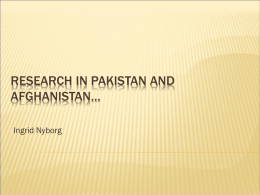 Research in Pakistan and afghanistan…
