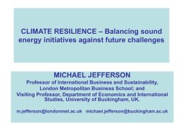 CLIMATE RESILIENCE – Balancing sound energy initiatives