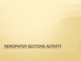 Newspaper Sections Activity - Spring Cove School District