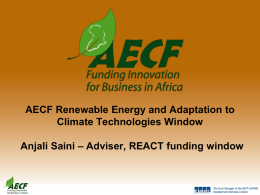 AECF Renewable Energy and Adaptation to Climate
