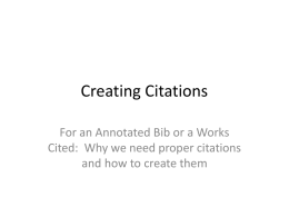 Creating Citations - Colorado State University's