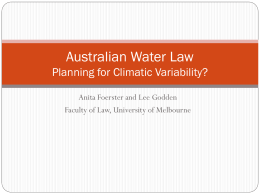 Australian Water Law Adapting to Climatic Variability