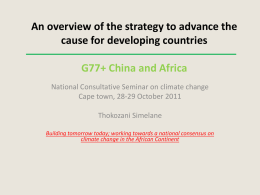 An overview of the role played by Africa and G77+ China to