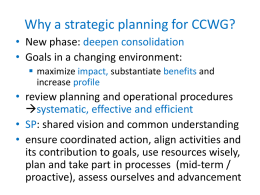 Why a strategic planning for CCWG?
