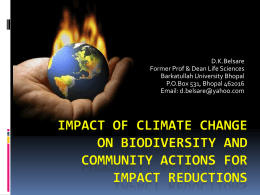 Impact of Climate Change on Biodiversity And Community