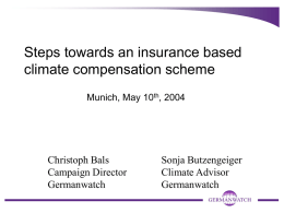 Steps towards an insurance based climate compensation
