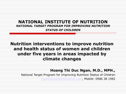 NATIONAL INSTITUTE OF NUTRITION NATIONAL TARGET …