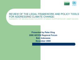 REVIEW OF THE LEGAL FRAMEWORK AND POLICY TOOLS …