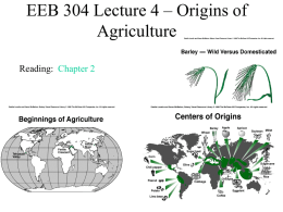 Tuesday 1/23/01 – Origins of Agriculture