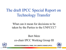 Presentation on the IPCC Special Report on Methodological